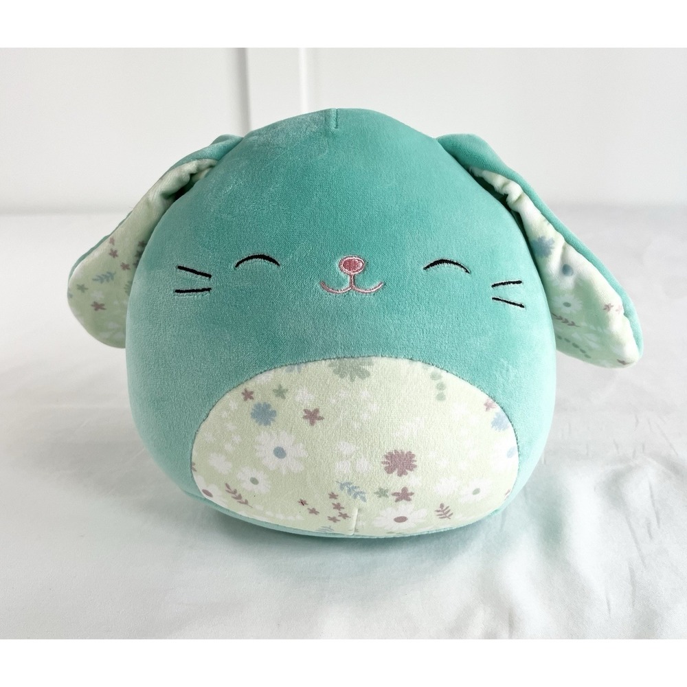 Squishmallows‎ Regan the Teal Bunny 7" Plush Flower Print Belly Easter Spring
